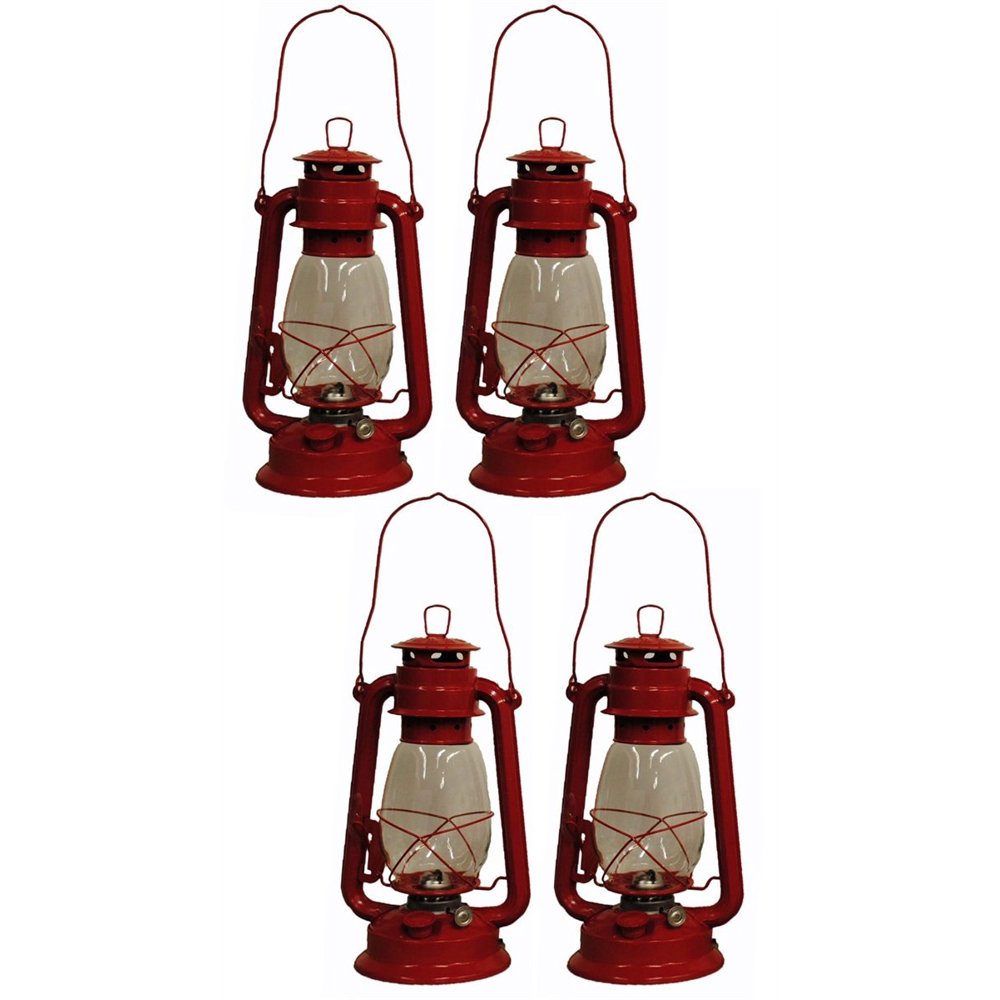 Shop4Omni Red Hurricane Kerosene Oil Lantern Emergency Hanging Light/Lamp 12 Inches (4