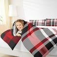 thumbnail image 4 of jejeloiu Abstract Geometric Grid Full Size Comforter Sets,Checkered Plaid Pattern Bedding Comforter Set,Pink Black White Line Bedding Sets For Girls Kids,Microfiber Bedroom Decor Reversible,3 Pieces, 4 of 8