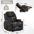 thumbnail image 5 of Power Recliner Chair with Massage and Heat, Electric Recliners with LED Lights, Cup Holders, Side Pocket, USB Port, Home Theater Seating for Living Room, Brown, 5 of 8