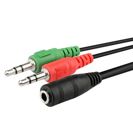 Insten 8" Dual Mic 3.5mm Stereo 2 Plug Male to 3.5mm Female Adapter For PC Laptop Desktop Computer Cell Phone
