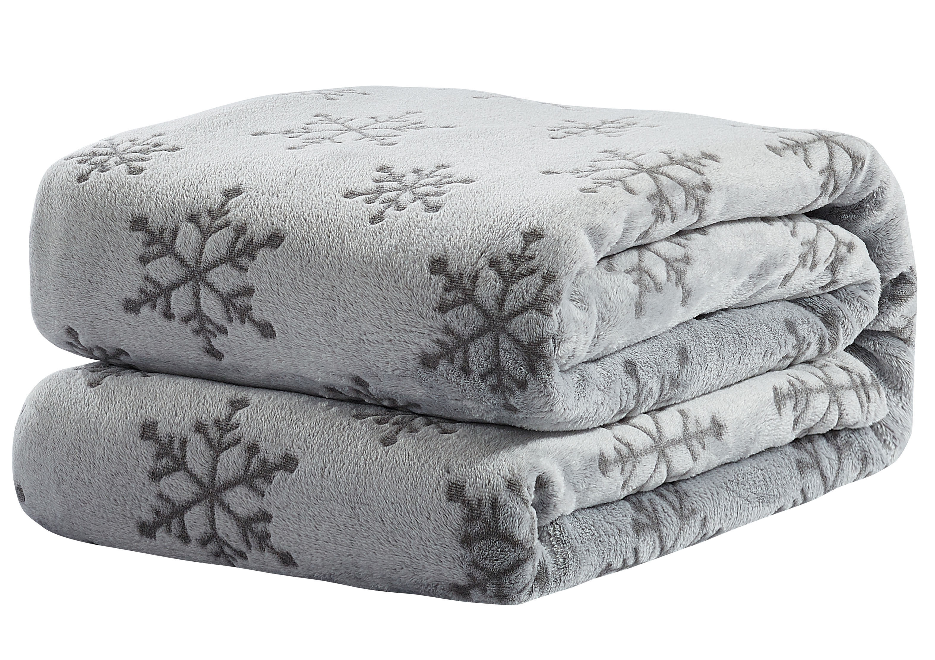 Plush Blanket Snowflake Gray Full/Queen