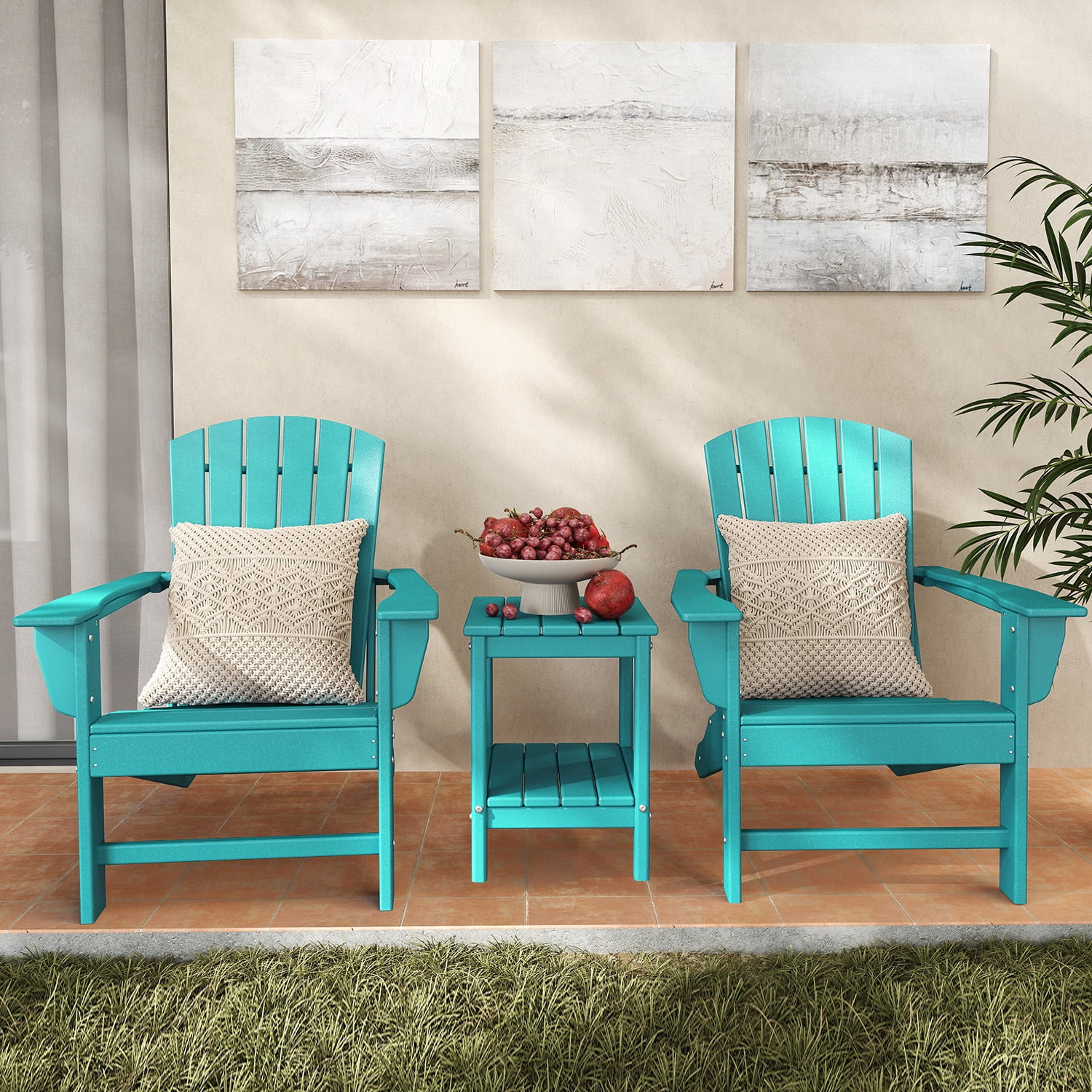 FURRYFECTION Outdoor Adirondack Chair,HDPE All-Weather Adirondack Chair, Plastic Outdoor Patio Lawn Chairs for Patio Garden Backyard Deck,Aqua