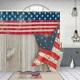 thumbnail image 3 of 4PCS/Set Western Texas Star Shower Curtain, Waterproof Fabric Bath Curtain, Rustic Barn Wooden Board Vintage Farmhouse Country Bathroom Decor, Non-slip Bathroom Mat Bath Mat Toilet Rug, Grey, 3 of 7