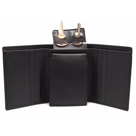 Men's Black Ingram Trifold Wallet Key Holder JTC 53-33 Calf Leather in Gift Box