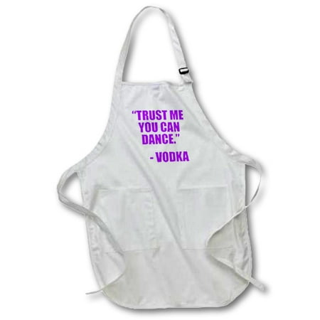 3dRose Trust me you can dance Vodka, Purple, Full Length Apron, 22 by 30-inch, White, With