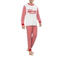 thumbnail image 2 of Yuaguia Christmas Family Matching Pajamas Set, Long Sleeve Wish You Merry Christmas Letter Print Tops Red White Striped Pants, Holiday Loungewear for Men Women Kids Baby, 2 of 9