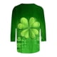 thumbnail image 5 of RKSTN 3/4 Length Sleeve Womens Tops Oversized Crewneck St Patricks Day Lucky Shamrocks Graphic Print T Shirt Womens Casual Plus Size Round Neck Loose Irish Festivities Three Quarter Sleeve Shirt, 5 of 6