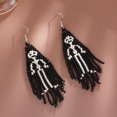 thumbnail image 5 of 3 pares de pendientes de borla de la serie Halloween para mujer, pendientes largos hechos a mano con cuentas de arroz, pendientes de calavera fantasma, pendientes de tuerca JAMW Sencillez, 5 of 5