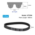 thumbnail image 2 of 5 Packs HTD-3M Rubber Timing Belt 62 Teeth, 186mm Pitch Length x 6mm Width x 2.4mm Height, Pulley Timing Belt, 2 of 6