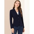 thumbnail image 3 of AllegK ChaqueDe Traje De ChaqueElástiCon Cuello De SolaPaOficiDe Trabajo PaMujer Azul oscuro M, 3 of 6