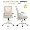 thumbnail image 4 of VECELO Mid-Back Swivel Adjustable Ergonomic Office Chair, Mesh Lumbar Support and Adjustable Arms Task Chair for Computer, Beige, 4 of 17