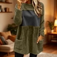 thumbnail image 2 of Ozmmyan Womens Fleece Sweatshirts solid color Loose Crew neck mid length Sweat Shirts autumn and winter casual large pocket style, 2 of 6