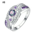 thumbnail image 3 of Kcodviy Multicolored Zirconia Plated Silver Wave Rings and Silver Ring Amethyst Rings Ring Couple Ring Women's Rings E Ring Simple Ring, 3 of 8