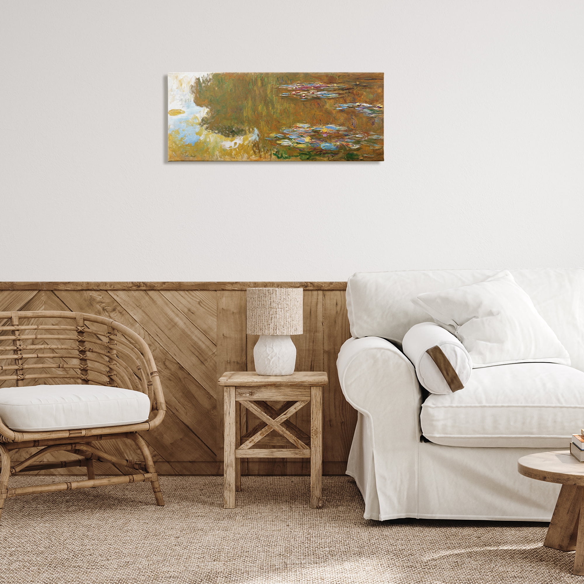 Stupell Industries Classic Monet Water Lily Pond Landscape & Nature Painting Wrapped Canvas Art Print Wall Art, 30 x 13