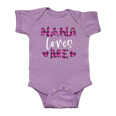 

Inktastic My Nana Loves Me Hearts in Pink Plaid Gift Baby Boy or Baby Girl Bodysuit
