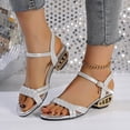 thumbnail image 2 of Dakaela Women's Low Heels for Women Braided Open Toe Ankle Strap Block Chunky Heel Sandals Holiday Party Wedding Dress Pumps Shoes (7.5,Silver), 2 of 6