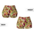 thumbnail image 5 of Fotbe Colored Large Mushrooms and Leaves Seamless Shorts, Womens Workout Shorts High Waist Stretch Booty Short for Gym/Yoga/Running/Biking-, 5 of 9