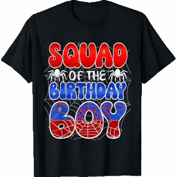 Squad Of The Birthday Boy Spider Web Family Matching T-Shirt