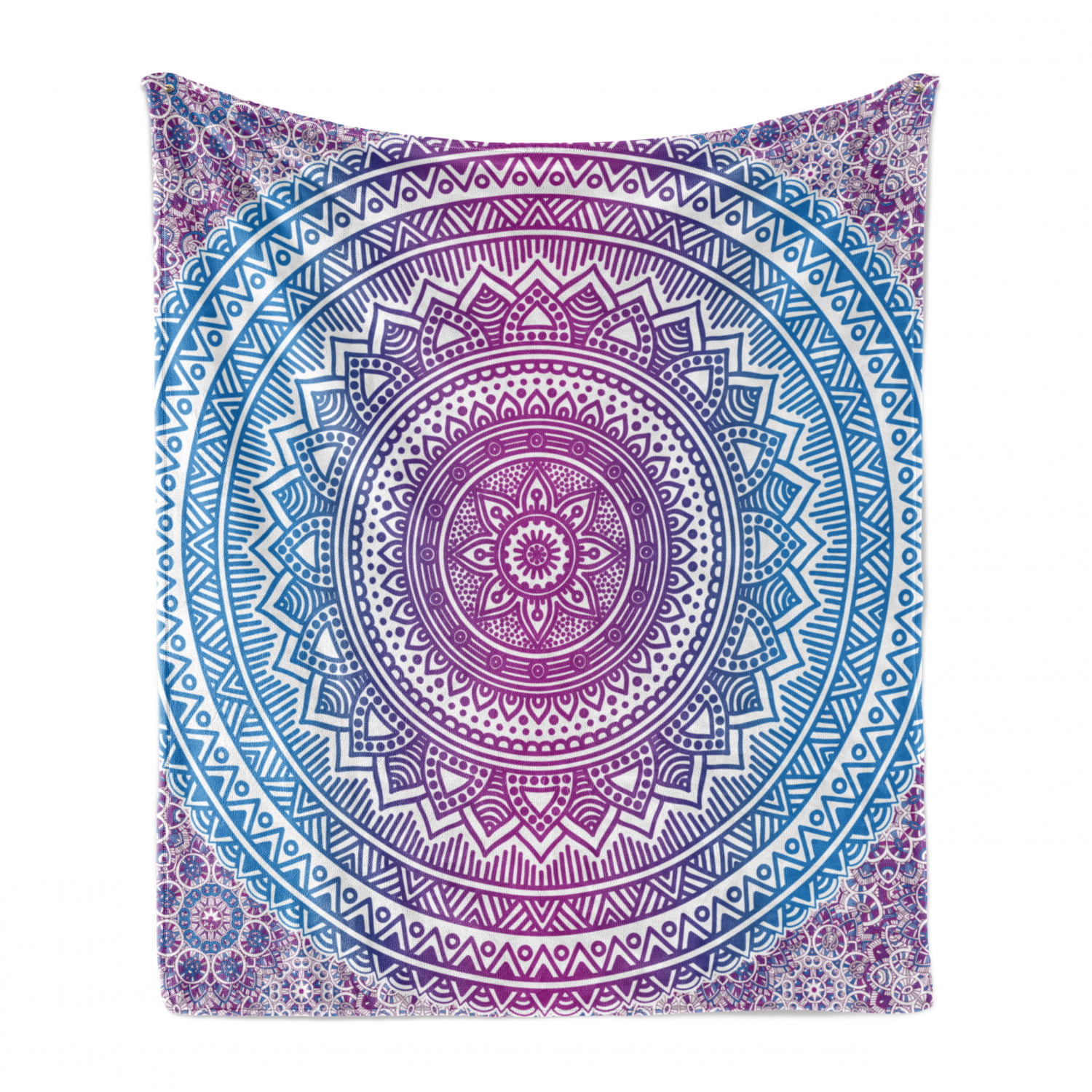 Cozy Plush for Indoor and Outdoor Use Ombre Mandala Floral Star Medallion Pattern Style Bohemian Blue White and Violet Ambesonne Blue and Pink Soft Flannel Fleece Throw Blanket 70 x 90 
