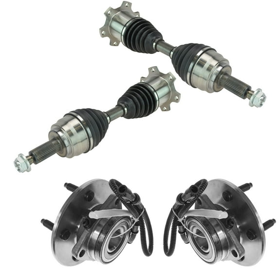 TRQ Front CV Axle Shafts & Wheel Hub Bearing Assemblies 4pc for Ford Lincoln CSA64057