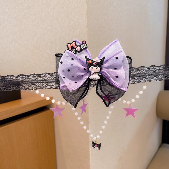 Anime Kuromi Hair Bow Clip Cartoon Bow Knot Barrette Hair clips Accessories for Women Girls