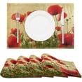 thumbnail image 2 of Red Poppy Floral Placemats Set of 6,Vintage Flowers Dining Table Mats,Non-Slip Washable Place Mats Farmhouse Kitchen Table Placemats for Indoor Outdoor Party Wedding Decoration,12x18 inch, 2 of 6