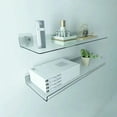 thumbnail image 2 of Wall Mounted Acrylic Storage Rack No Punching Floating Shelf Clear Thick Display Stick Bathroom Kitchen Bathroom Organizer, 2 of 9