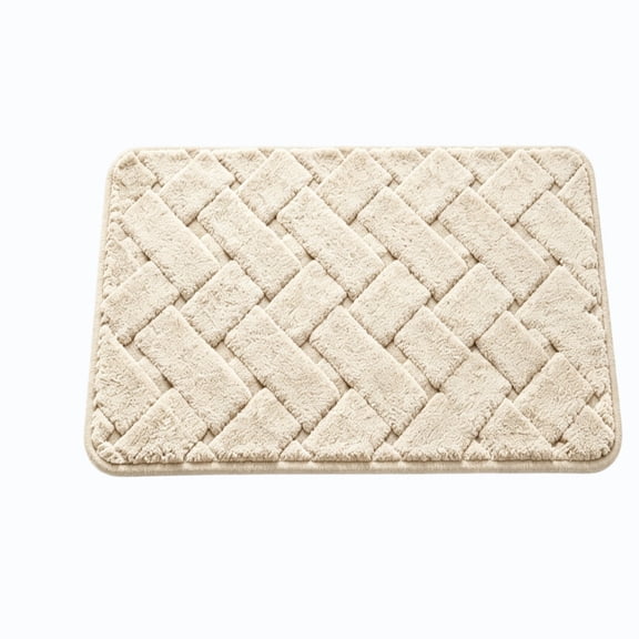 Absorbent Bath Mats Quick Dry,Non-Slip Bathroom Mats,Bathroom Rugs,Absorbent Bath Mats Rugs for Bathroom Floor Non Slip Non Skid, Soft Shag Microfiber Machine Washable Shower(White 24*16IN)