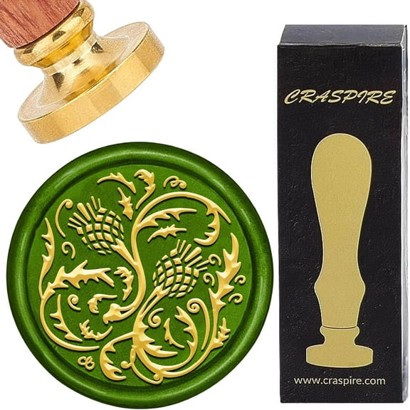 Thistle Wax Seal Stamp Sealing Wax Stamps Flower Leaves 30mm Brass Head with Wood Handle Leaf Seals Stamp