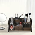 thumbnail image 7 of Wooden Desk Organizer w/ Drawer & Book End, Classic Wood Office Supplies Accessories Desktop Tabletop Sorter Shelf Rack Cherry Brown Pencil Holder Caddy Set (6 Compartments), 7 of 7
