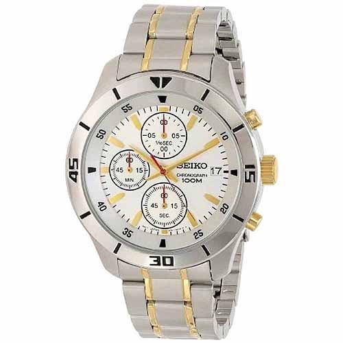 seiko two tone chronograph watch