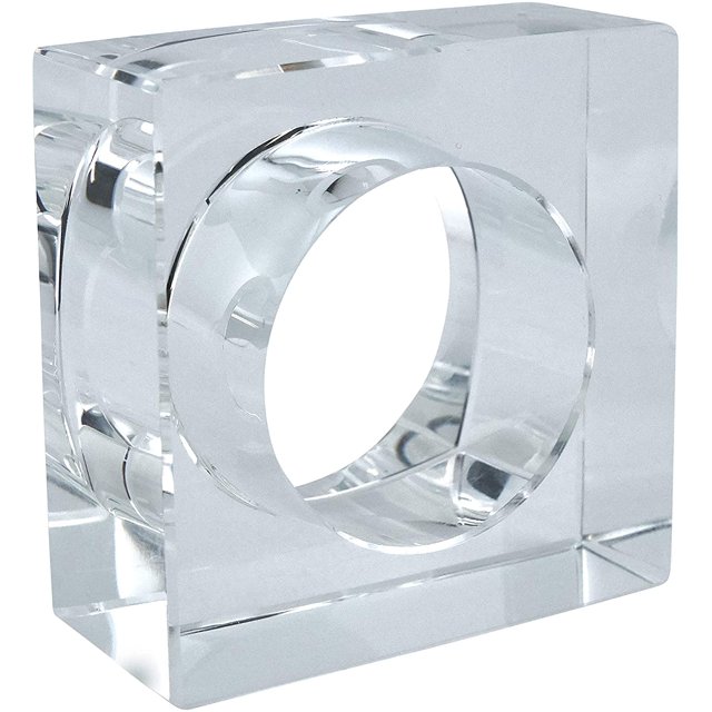 Transparent C Double Edge Design Clear Crystal Glass Napkin Rings 016 Set of 4