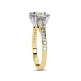 thumbnail image 3 of AFFY Three Stone Engagement Ring for Women Center 8MM Cushion or Baguette and Round Lab Created Moissanite Wedding Rings Jewelry Gift for Her In 14K Solid Yellow Gold Size 7.5, 3 of 6