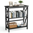 thumbnail image 3 of Resenkos Bookshelf,Shelf, Open Bookcase Book Shelf,Storage Shelf Unit Plant Stand,3-Tier Wooden Multi-Functional X-Design Etagere Storage Bookshelf-Black, 3 of 8