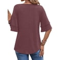 thumbnail image 4 of UVN Blouses for Women V Neck Half Bell Sleeve Shirts Summer Ladies Casual Flowy Tunic Tops, 4 of 8