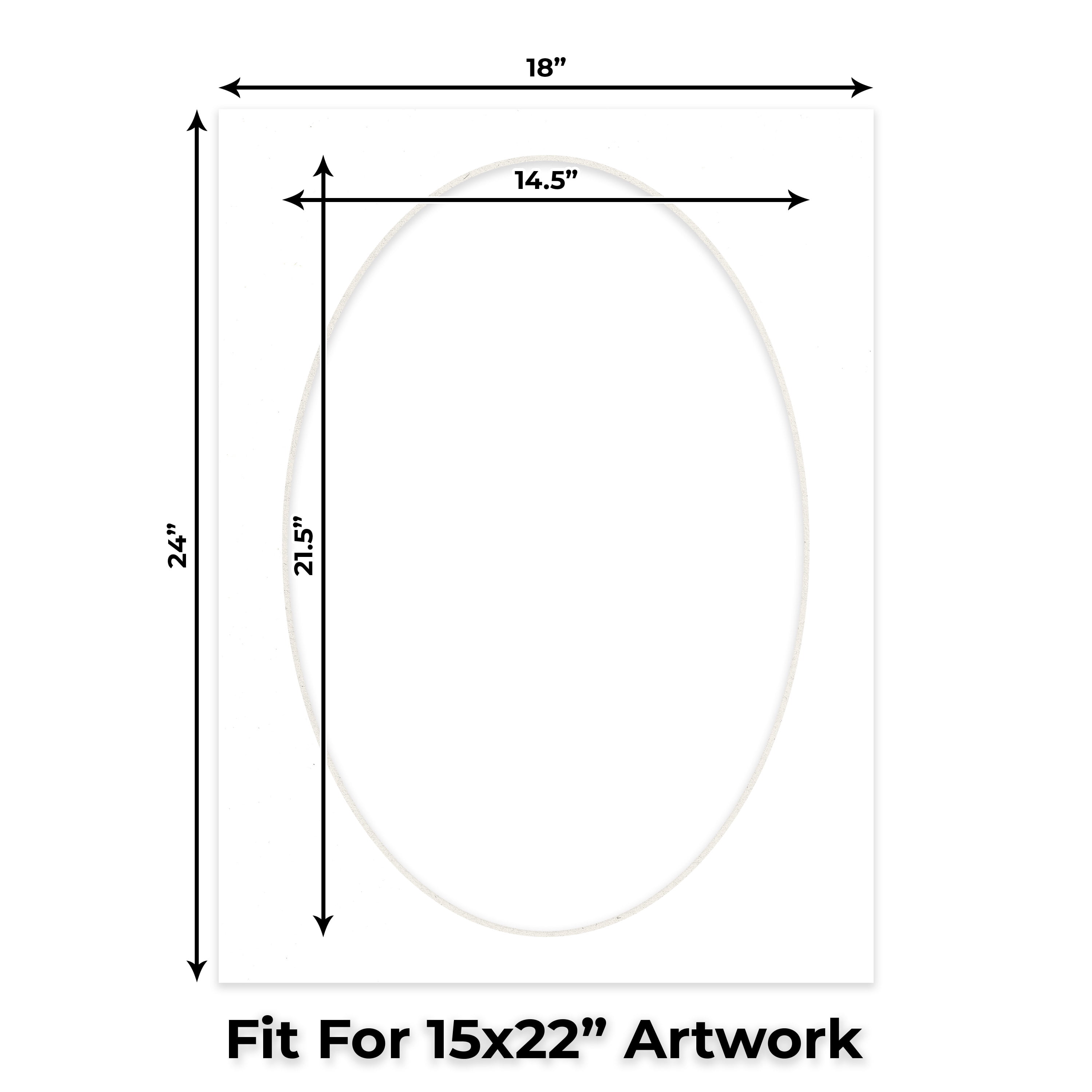 Off White Pebble Picture Frame Mat for 18x24 Frames - Oval Opening for 15x22 Photos - 50 Mats