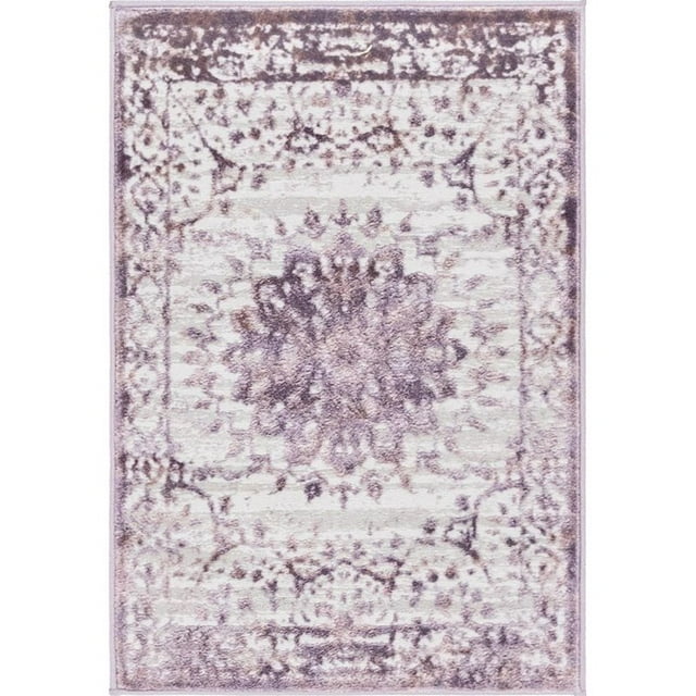 Unique Loom Tapis d'Appoint Ton sur Ton Aberdeen 2' 2 x 3' Rectangulaire Violet/ivoire