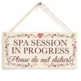thumbnail image 1 of Spa Session in Progress Please do not Disturb - Pretty Love Heart Frame Design Sign/Plaque Wooden Hanging Sign 4" X 8", 1 of 4
