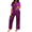 Purple, variant on Ekouaer Women's Satin Silky Pajama Set Short Sleeve Two Piece Nightwear Short Sleeve T Shirt with Long Pajama Set Pj Loungewear