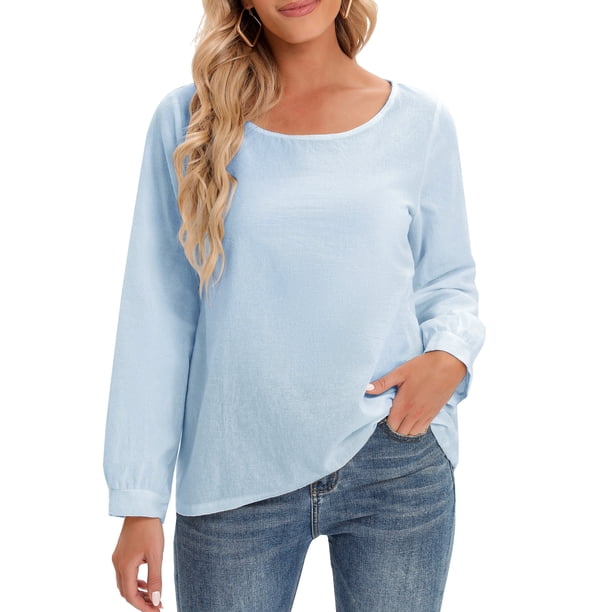 Blusa suelta para mujer Tallas grandes Manga larga Vintage Camisas sólidas para descansar Vacac MABOTO Jerseys de mujer