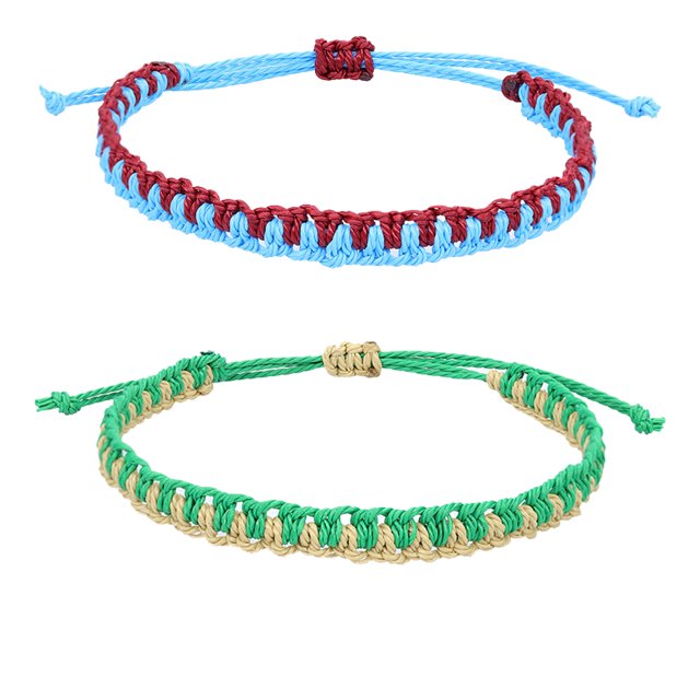 2 pulseras de cuerda trenzada de dos tonos para mujeres, hombres, niños y niñas, pulseras de cuerda trenzada ajustables Adepaton BST3002772-1