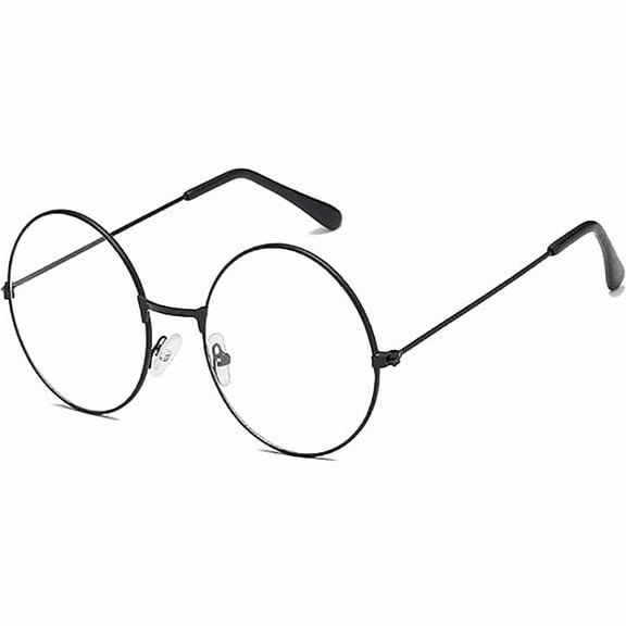 Xaijciz Full-Rim Clear Lens Non-Prescription Unisex Round Brow Bar Fashion Sunglasses, Black