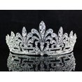 thumbnail image 1 of Corona de tiara de madreselva Spencer de cristal austriaco de color blanco transparente con peinetas para el cabello, velo, diadema, tocado, boda, fiesta, graduación, desfile nupcial T1536 Plata, 1 of 5