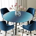 thumbnail image 5 of Elastic Fitted Round Tablecloth, Blue Teal Grey Ombre Waterproof Stretch Table Cover for 45"-54" Tables, Farmhouse Gradient Minimalist Washable Outdoor Tablecloths for Patio, Picnic, Camping, 5 of 9