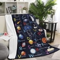 thumbnail image 5 of Alphabet Outer Space Astronaut Blanket for Kids Toddler ABC Planet Throw Blankets Spaceship Rocket Solar System Blanket Gifts for Boys Soft Flannel Fleece Galaxy Blanket for School Nap Sofa(30"x40"), 5 of 8