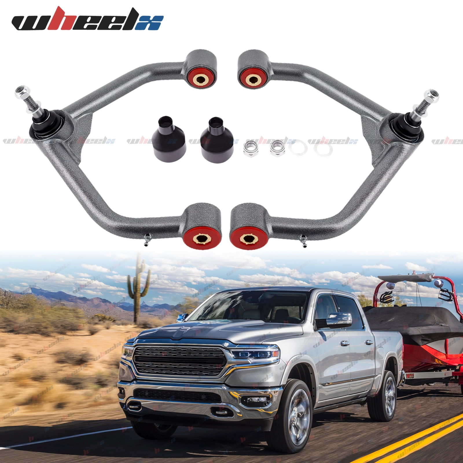 2Pcs 2-4" Lift Front Upper Control Arms Fits for 2009-2024 Dodge RAM 1500 4WD Control Arms Adjustable Suspension Control Arms with Ball Joint