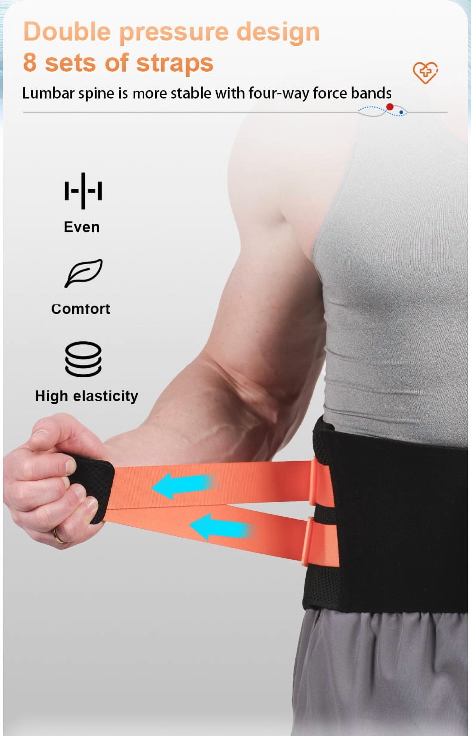 Lower Back Brace Waist Belt Men Women Adjustable Breathable Lumbar，Breathable Knit Back Brace for Lower Back Pain Relief, Lumbar Support - Adjustable Waist Belt with Memory Support Plates & Compressi