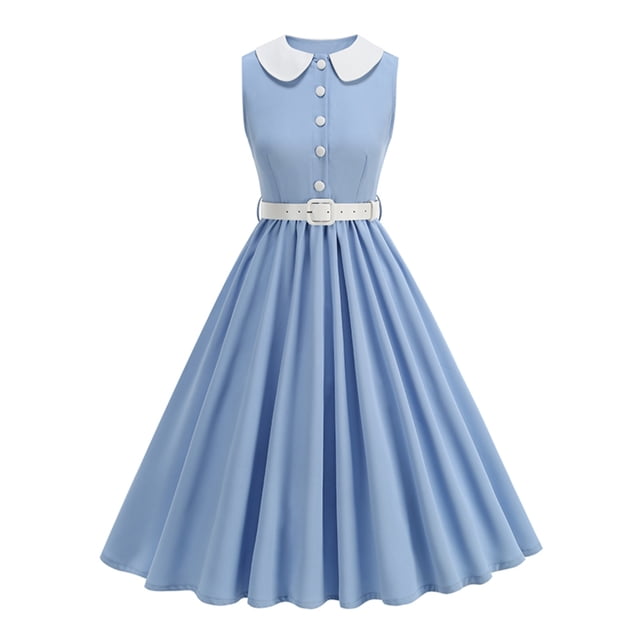 RXMEKW Robe Maxi Ligne A pour Femmes avec Épaules Dénudées et Col de Poupée, Robe d'Été Sans Manches Imprimée avec Ceinture pour Usage Décontracté et Quotidien