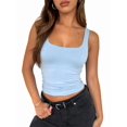 thumbnail image 3 of Women'S Sleeveless Square Neck Tank Top Double Layer Basic Crop Tops Summer Workout Casual Tops XS, 3 of 7