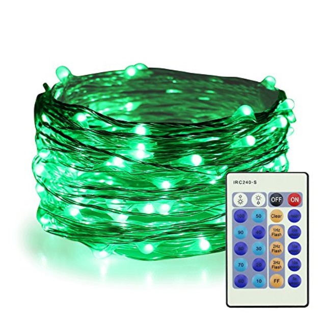 er chen green fairy lights plug in, 33ft 100 led starry string lights ...